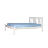 white wooden double bed frame
