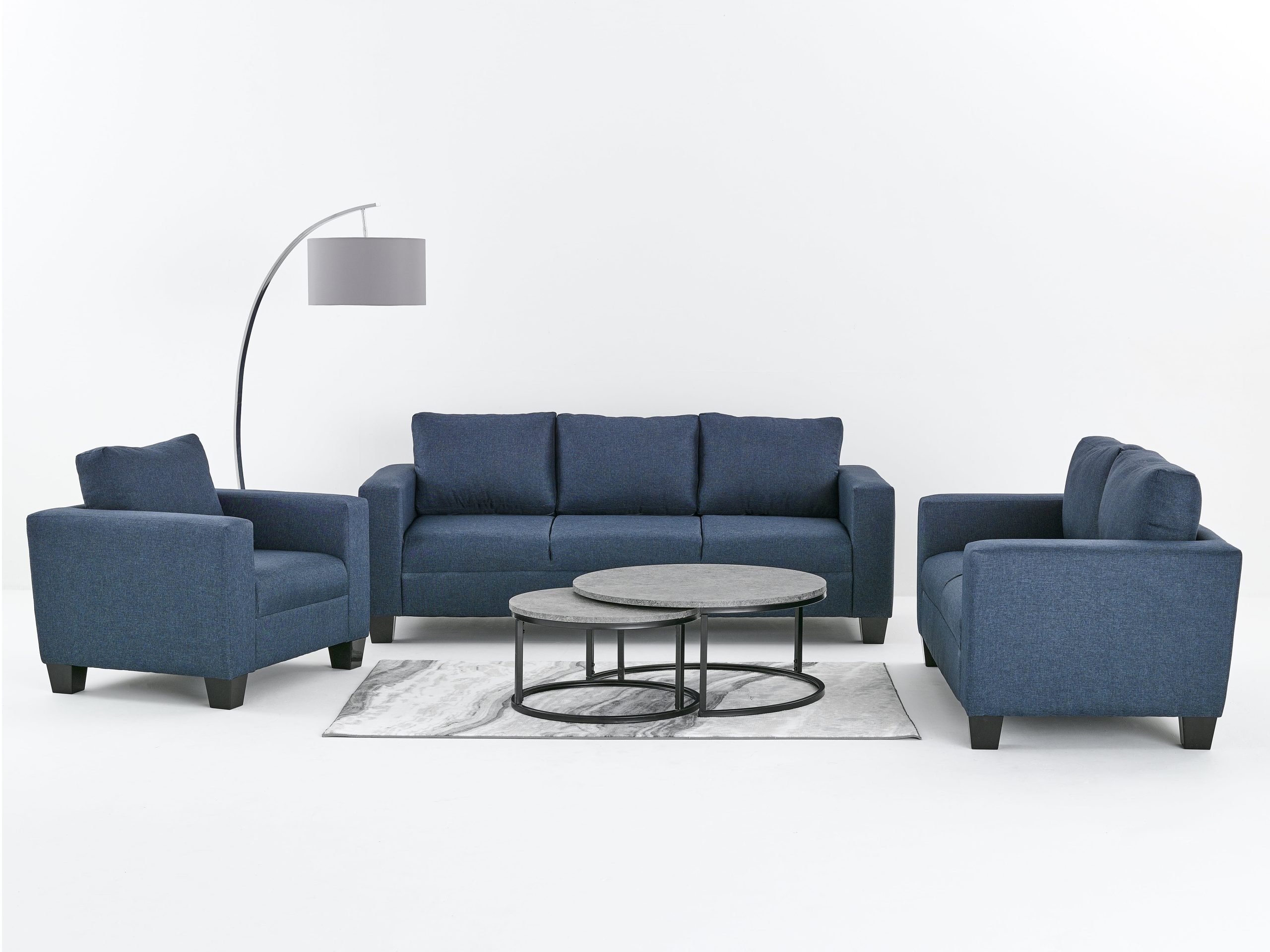 Sofa Set Victoria Navy Fabric 2-min